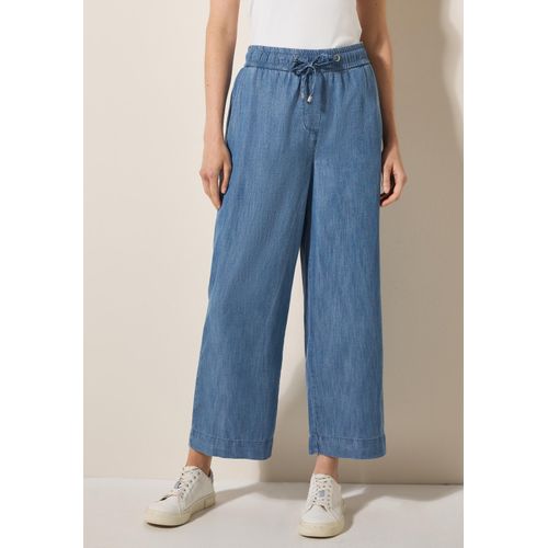 Stoffhose CECIL, Damen, Gr. XXL, Länge 26, blau (mid blau wash), Stoff, 100% Lyocell, unifarben, casual, loose fit normal, Hosen, im Loose Fit