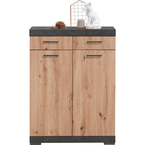 Garderobenschrank FMD, braun (matera, artisan eiche), B:80cm H:109,1cm T:34,9cm, Spanplatte, Schränke