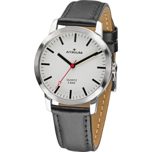 Quarzuhr ATRIUM, schwarz (schwarz, weiß), Armbanduhren, Damen, Armbanduhr, Damenuhr, Lederarmband, analog