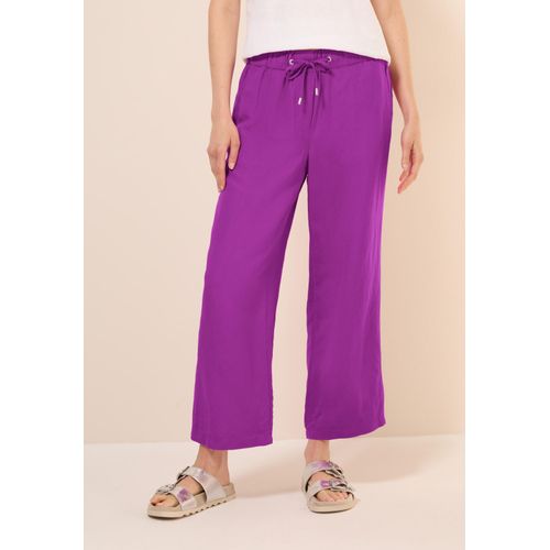 Stoffhose CECIL, Damen, Gr. XL, Länge 26, magenta lacquer, Stoff, 55% Leinen, 45% Viskose, unifarben, casual, loose fit knöchelfrei, Hosen, mit Elastikbund