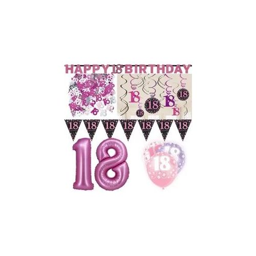 Partyset 18. Geburtstag Party Deko Volljährig pink schwarz Frau rosa