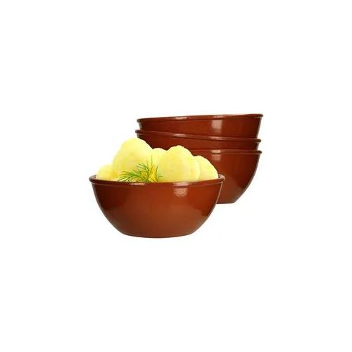 4er Set Tonschale 18cm braun glasiert 1L - 99537