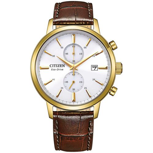 Chronograph CITIZEN, braun, Armbanduhren, Herren, Armbanduhr, Herrenuhr, Solar, Stoppfunktion, Lederarmband