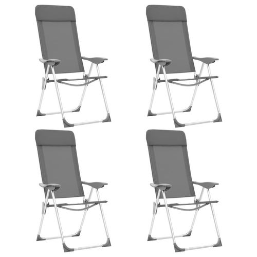 Prolenta Premium - Klappbare Campingstühle 4 Stk. Grau Aluminium