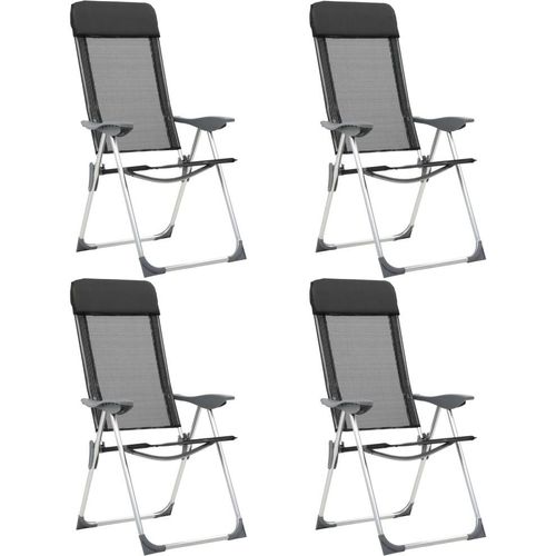 Prolenta Premium - Klappbare Campingstühle 4 Stk. Aluminium Schwarz