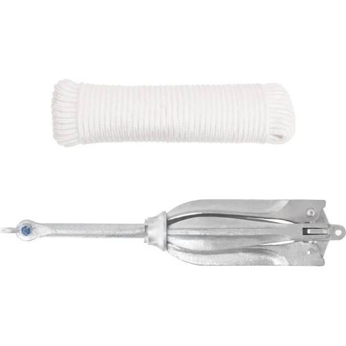 Prolenta Premium - Klappanker mit Seil Silber 12 kg Feuerverzinktes Gusseisen