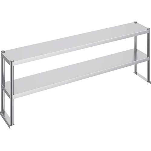 Doppeltes Überregal Edelstahl 2-stufiger Zubereitungstisch 305x1829x640mm - Hochwertiger Küchenarbeitsplatz - Professioneller Gastronomiebedarf - Robuste Edelstahlkonstruktion