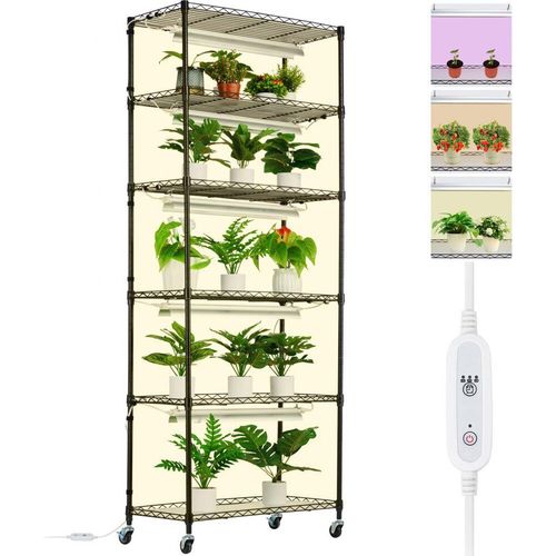 Pflanzenständer mit Pflanzenlampe - 6 Ebenen - 150W - 75x35x180 cm - Pflanzregal für Indoor-Pflanzen - Modernes Pflanzenmöbel
