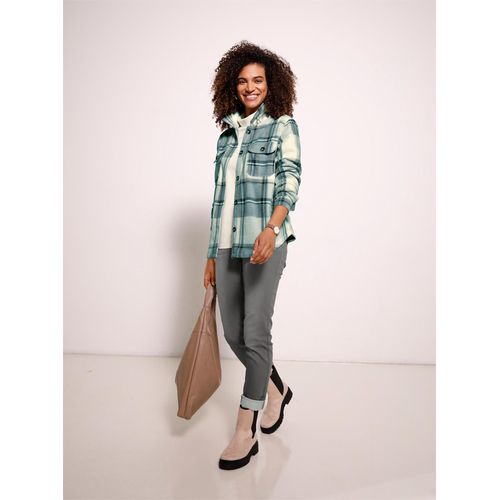 Fleecejacke CASUAL LOOKS, Damen, Gr. 36, grün (champagner, jade, kariert), 100% Polyester, gemustert, kariert, mehrfarbig, Langarm, Jacken
