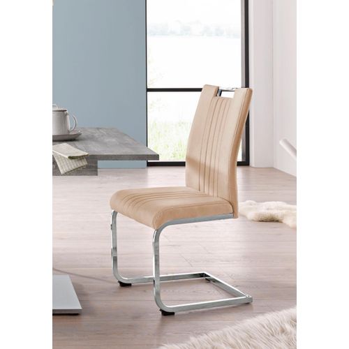 Freischwinger HOME AFFAIRE, beige (beige, silberfarben), B:42cm H:56cm T:98cm, Holzwerkstoff, Stühle