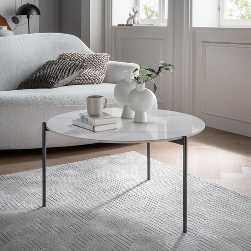 Couchtisch PAROLI, schwarz (schwarz, weiß, schwarz, weiß marmoriert), B:82cm H:46cm T:82cm, Tische