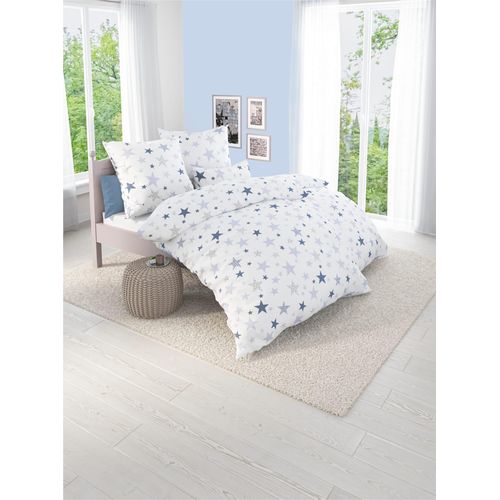 Bettwäsche WÄSCHEPUR Gr. 2, beige (ecru, bedruckt), B/L: 155cm x 200cm, 2 tlg., Feinbiber, Biber-Feinbiber, B/L: 80cm x 80cm, Biber, Feinbiber, 100% Baumwolle, Bettwäsche