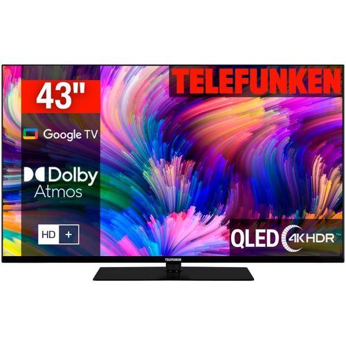 TELEFUNKEN QLED-Fernseher, F (A-G), schwarz, 43, Fernseher