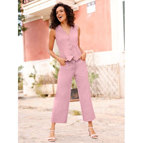 Jeansweste INSPIRATIONEN, Damen, Gr. 44, lila (hortensie), 98% Baumwolle, 2% Elasthan, unifarben, Westen