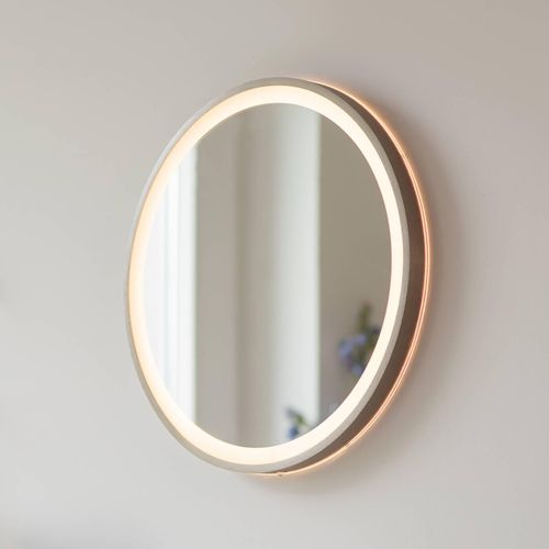 LED-Wandspiegel VIDRO, bronze, Ø 46 cm, Powerbank, Schalter