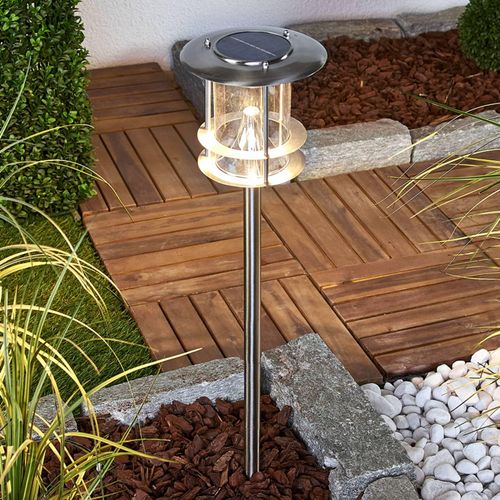 LED-Solarlampe Sumaya, Edelstahl, 65 cm hoch, Erdspieß