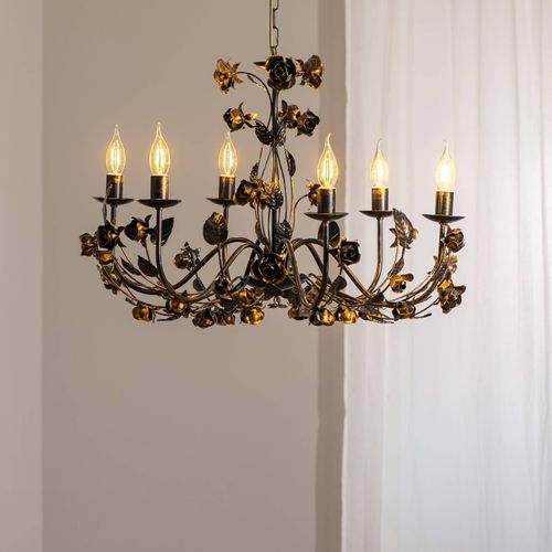 Kronleuchter Carolina, bronzefarben, 6-flammig, Eisen