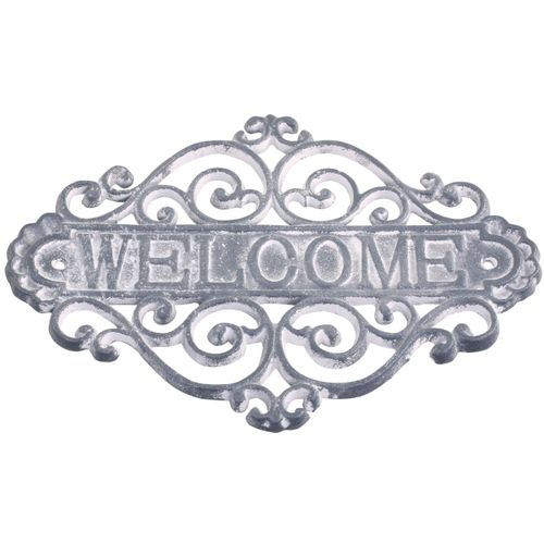 Chic Living Metallschild »Schild Welcome, antique Grau«