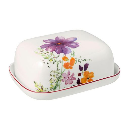 Villeroy & Boch Butterdose Marie Fleur Basic , Mehrfarbig , Keramik , 12.5x6.5x15 cm , Küchenzubehör, Vorratsbehälter, Butterdosen