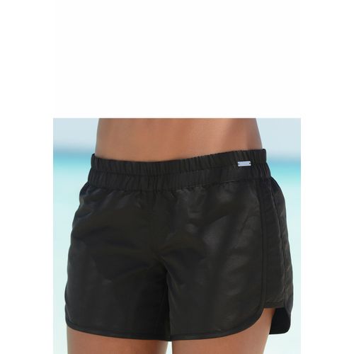 Badeshorts LASCANA, Damen, Gr. 46, N-Gr, schwarz, Microfaser, Polyester, unifarben, Badehosen, elastisches Bündchen, mit Gesäßtasche, softe Microfaser-Qualität, Topseller