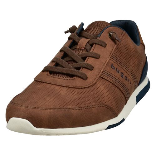 Sneaker BUGATTI, Herren, Gr. 40, braun (braun used), Lederimitat, sportlich, Schuhe, Freizeitschuh, Halbschuh, Schnürer mit modischer Perforierung