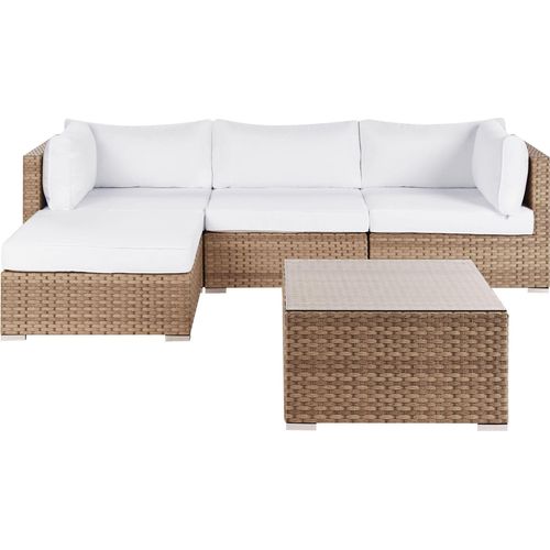 BELIANI Lounge Set Naturfarben Polyrattan und Aluminium 4-Sitzer Rechtsseitig Minimalistisch Modern Gartenausstattung Terrasse Outdoor