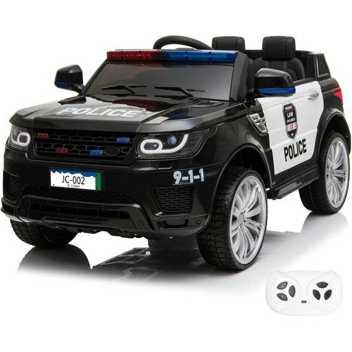 Elektro-Polizeiauto für Kinder 12V - mit Fernbedienung - 1 bis 6 Jahre - Polizei-Beleuchtung - Schwarz