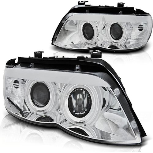 Xenon Scheinwerfer Angel Eyes für BMW X5 E53 Facelift Bj. 03-06 Chrom