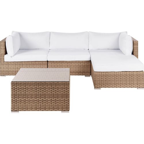 BELIANI Lounge Set Naturfarben Polyrattan und Aluminium 4-Sitzer Linkssseitig Minimalistisch Modern Gartenausstattung Terrasse Outdoor