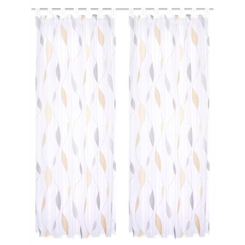 Gardine HEINE HOME Gr. 1, gelb (gelb, weiß), B:140cm H:145cm, Polyester, Gardinen