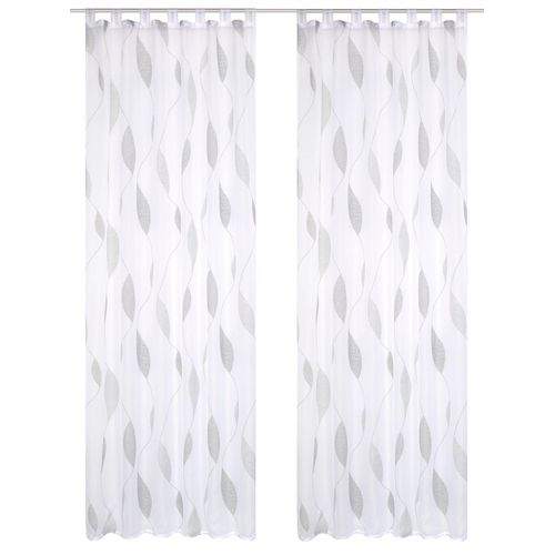 Gardine HEINE HOME Gr. 4, schwarz-weiß (stein, weiß), B:140cm H:245cm, Polyester, Gardinen