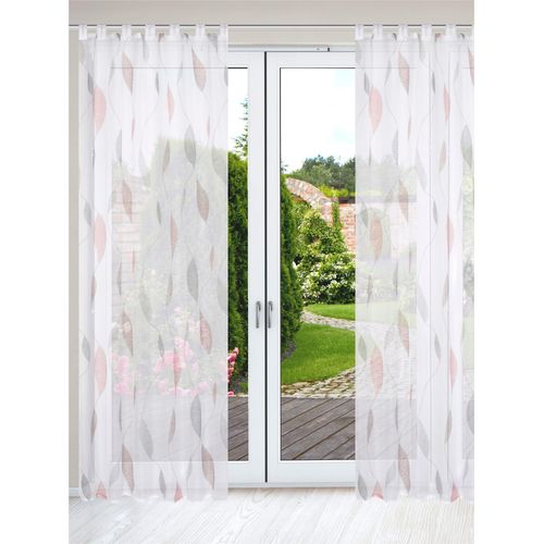 Gardine HEINE HOME Gr. 3, rot (rot, weiß), B:140cm H:225cm, Polyester, Gardinen