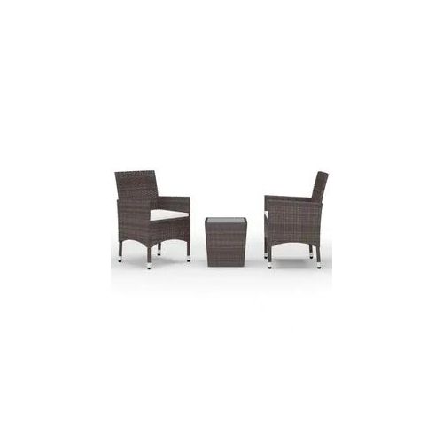 vidaXL 3-tlg. Bistro-Set Poly Rattan und Hartglas : Farbe - Braun