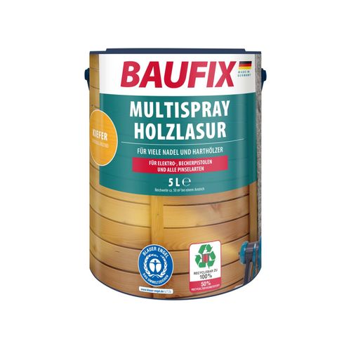 BAUFIX Multispray Holzlasur kiefer seidenglänzend, 5 Liter, Holzlasur