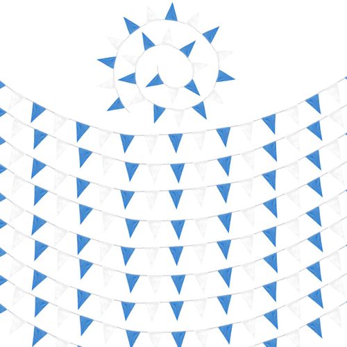 tectake® Wimpelkette blau-weiß