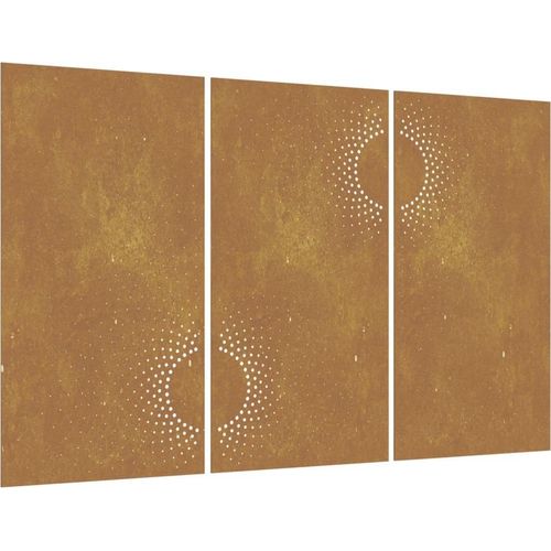 Prolenta Premium - 3-tlg. Garten-Wanddeko 105x55 cm Cortenstahl Sonnen-Design