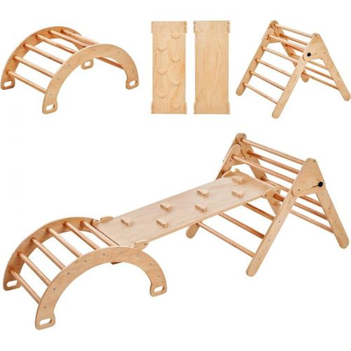 Pikler Dreieck Set 5-in-1 Montessori Kletterspielzeug für Kleinkinder aus Holz - Robustes Spielgerät - Fördert motorische Fähigkeiten - Ideal für drinnen und draußen