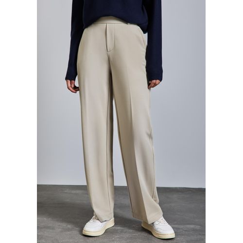 Stoffhose STREET ONE, Damen, Gr. 42, Länge 30, beige (stone beige), Stoff, 61% Viskose, 32% Polyamid, 7% Elasthan , unifarben, casual, straight fit lang, Hosen, High Waist