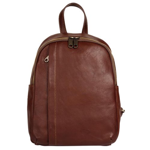 Cityrucksack PIKÉ, Gr. B/H/T: 30cm x 25cm x 9cm, onesize, braun, Rindsleder, Leder, unifarben, casual, Rucksäcke, echt Leder, Made in Italy