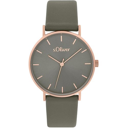 Quarzuhr S.OLIVER, grau, Armbanduhren, Damen, Armbanduhr, Damenuhr, analog, Lederarmband