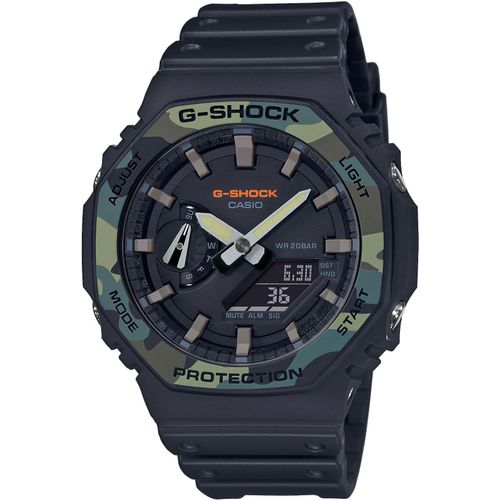 Chronograph CASIO G-SHOCK, schwarz (schwarz, dunkelgrün), Armbanduhren, Herren, Quarzuhr,Armbanduhr,Herrenuhr, digital, bis 20bar wasserd.Resinarmband