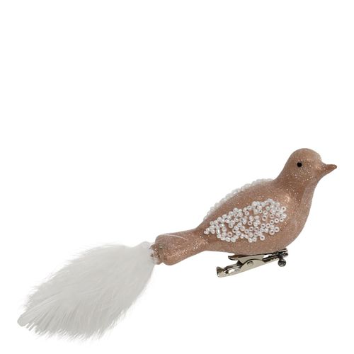 Chic Antique Weihnachtsdeko Vogel aus Glas, H4/L9,5/B4 cm rosa