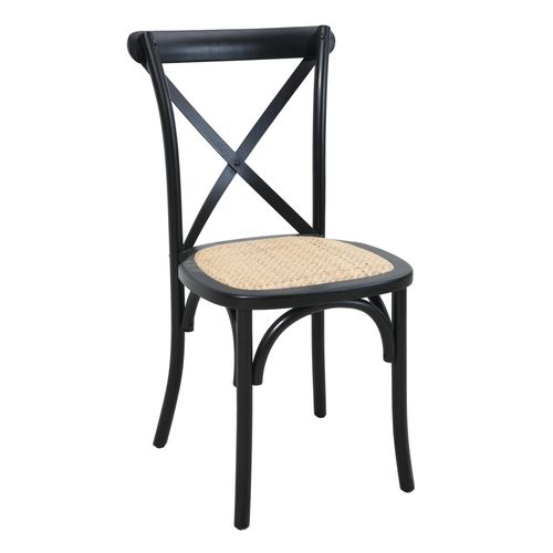 Rattanstuhl SIT, schwarz (schwarz, natur, schwarz), B:48cm H:89cm T:52cm, Massivholz, Geflecht Rattan, Stühle, stapelbar