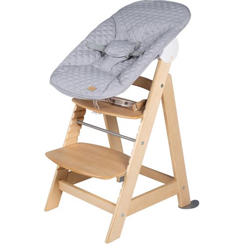 Hochstuhl ROBA "Treppenhochstuhl 2-in-1 Set Style, Born Up", Baby, Gr. B/H/T: 45cm x 80cm x 54cm, beige (silbergrau, natur), Stühle Treppenhochstuhl Stuhl Hochstuhl, mit Neugeborenen-Aufsatz