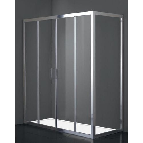 Duschkabine 195x80 cm Höhe 200cm 1 Festglas + Ap. 4 Kristalle zentral, klarer Kristall - FRASCIO
