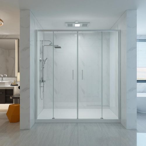 Duschkabine 135 cm Wandwand mit einfachem Einstieg mit zwei festen Glasplatten und zwei Glasschiebeplatten Höhe 200 cm - FRASCIO