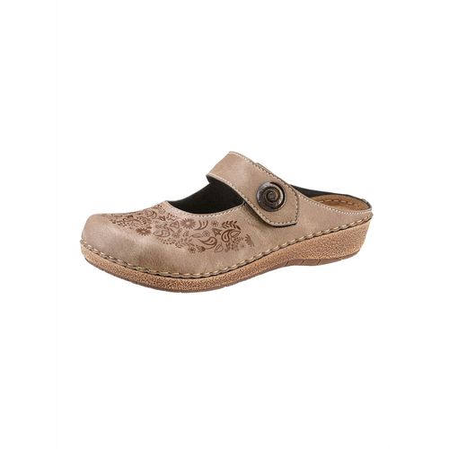 Clog FRANKEN-SCHUHE, Damen, Gr. 37, grau (taupe), Lederimitat, sportlich, Schuhe
