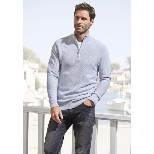 Troyer AUTHENTIC LE JOGGER, Herren, Gr. XL (56/58), grau (grau, meliert), Strick, Obermaterial: 50% Baumwolle, 50% Polyacryl, unifarben, casual, regular fit normal, V-Ausschnitt, Langarm Bündchen, Pullover, Pullover mit Stehkragen und Reißverschluss