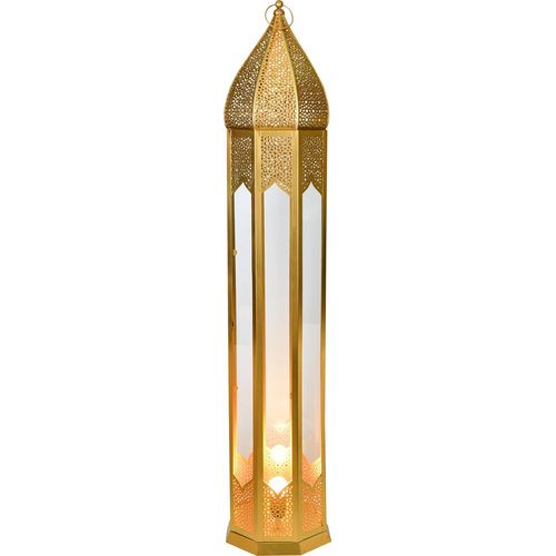 Marrakesch Orientalische Deko Stehlampe Lampe 120cm groß | Boho Stehleuchte als Dekoration im Wohnzimmer Schlafzimmer & Kinderzimmer | Tischleuchte Afrar gold aus Metall & Glas E27 Lampenfassung
