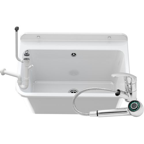 Granitan | Spülbecken LARGE - 61x41 cm - Weiß - Robustes Design, Ideal für Werkstatt und Garage